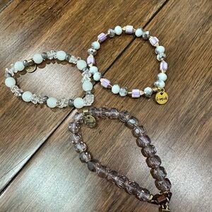 Erimish Elegant Beaded Bracelet Set - Gold, Purple, White